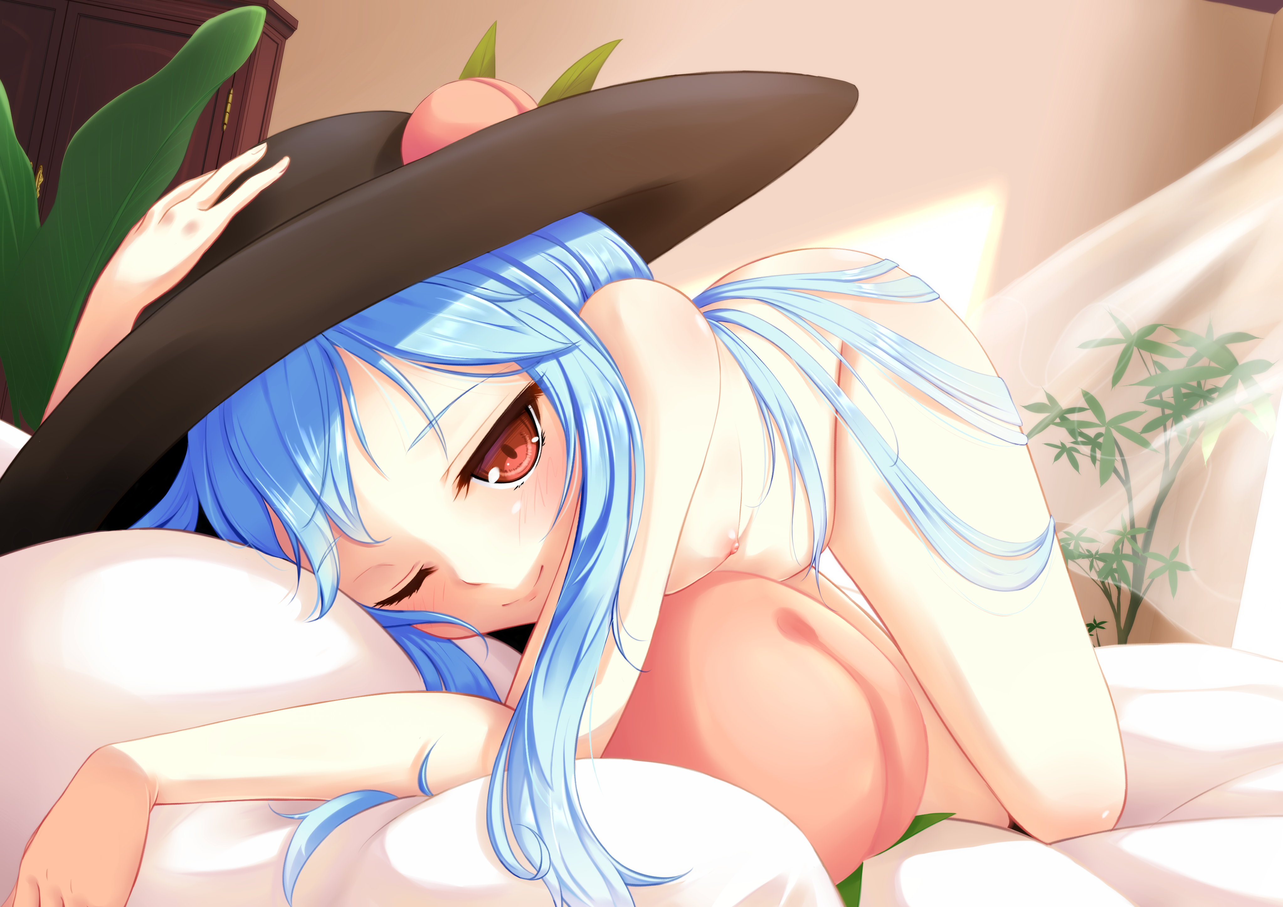 Indica Touhou Hinanawi Tenshi Loli Naked Nipples 581163 Yande Re